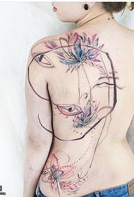 Terug aquarel lotus tattoo patroon