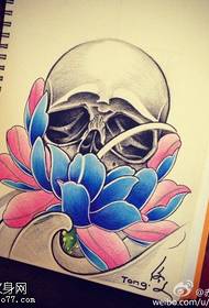 Color personality skull lotus tattoo picture