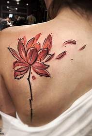 Modello di tatuaggio di loto acquerello spalla uno