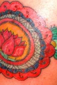 Skulderfarvet hellig rød lotus tatoveringsmønster