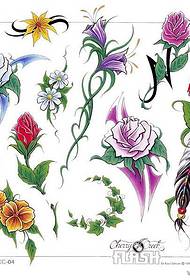 Mga pattern ng Rose Flower Tattoo: Larawan ng Larawan ng pattern ng Pattern ng Rose Feather Tattoo