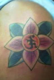 Shoulder Color Lotus Hindu Mantra Tattoo Picture