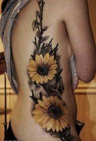 Waist unique sunflower tattoo pattern