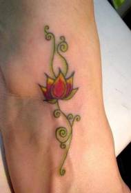 Female legs color tender lotus tattoo picture