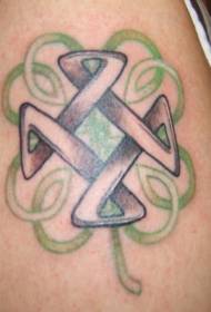 Corak tengkuk celtic lan pola tato semanggi godhong papat