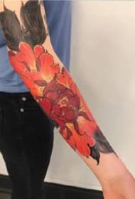 Якчанд тарроҳии холиси tattoo peony сурх