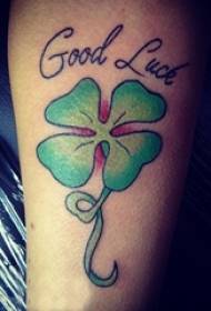 Lucky Painted Geometric Heart Shaped Small Fresh Plant Clover Tattoo Pattern