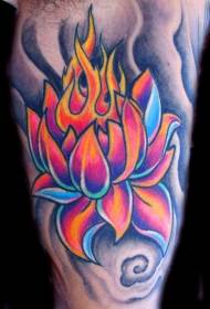 Male arm color lotus tattoo pattern