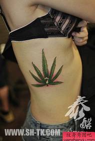 Bahagian pinggang kecantikan popular corak tatu daun marijuana yang indah