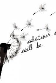 Black and gray sketch literariu bello dandelion bello manuscrittu per u tatuu