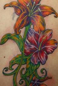 Modello di tatuaggio di colore pianta giglio