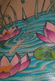 Vodeni lotos tetovaža u bazenu boje struka