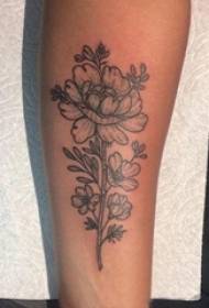 Schoolboy arm on black prick simple line plant flower tattoo picture