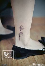 Line lotus tattoo pattern on ankle