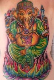 Tatuaggio di dio elefante color loto sabbia rosso Ginnea posteriore