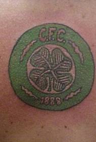 Modello di tatuaggio numero verde tondo a quattro foglie alfabeto alfabeto chiave