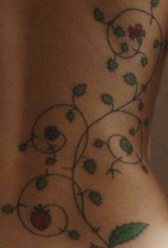 Талію бічний колір зелений лист лоза татуювання візерунок