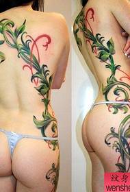 Beautiful back vine tattoo pattern