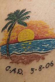 Spalvingas Havajų medžio tatuiruotės raštas