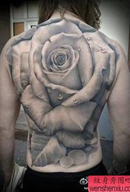 Классикалық толық артқы қара сұр роза татуировкасы