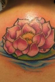 Back color pink lotus water tattoo pattern