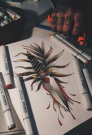 European ug American school planta dagger tattoo manuskrito