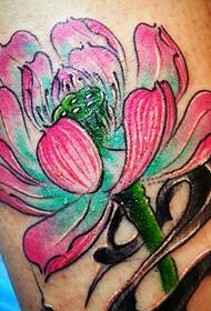 Beautifully colored lotus leaf tattoos are especially beautiful