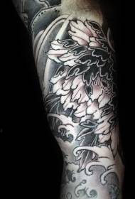 Tattoo kleine pioen, zwart en wit, pioen tattoo patroon