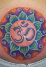 Modèle de tatouage de symbole de lotus indien de couleur abdominale