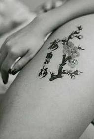 Leg plum tattoo pattern