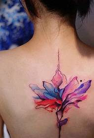 Vissza akvarell lótusz tetoválás minta