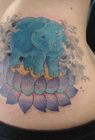 Struk plavi hippop i ljubičasti uzorak tetovaže lotosa