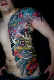 Модел за тетоважа на лотос змеј од половината половината