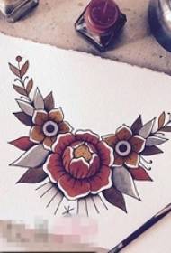 Målad akvarell kreativ personlighet litterär liten färsk vacker blomma tatueringsmanuskript