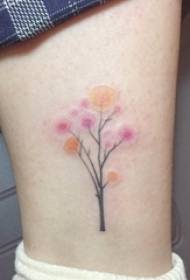 Bezerros de meninas em gradiente pintado pequenas fotos de tatuagem de flor literária fresca
