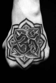 Motif de tatouage de caractère de fleur religieuse asiatique noire de dos