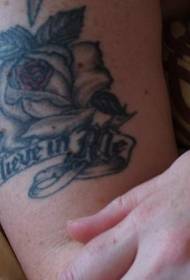Black rose with letter tattoo pattern