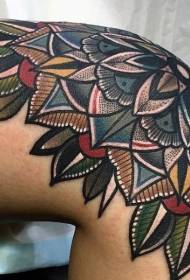 Beautiful illustration style colored flowers tattoo pattern