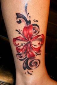 Pola tato lily merah yang realistis