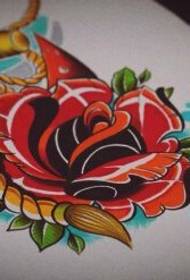 Rêzeya Nûserê Tattooê ya Anchor Rose