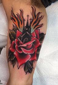Modello di tatuaggio fortezza rosa spalla