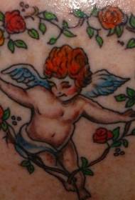 Ghirlanda a forma di cuore e motivo tatuaggio angioletto