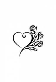 Любов рукопис татуювання у формі серця, повний троянд і рукопис татуювання у формі серця