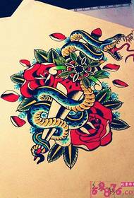 Schwert-Schlaang rose Tattoo Manuskript Bild