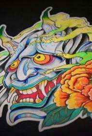 Modello manoscritto tatuaggio colorato personalità tradizionale peonia prajna