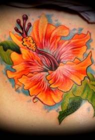 Weiblech Taille Säit Faarf Hibiscus Tattoo Muster