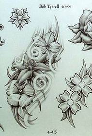Peony ເພີ່ມຂຶ້ນຮູບແບບ tattoo lily