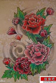 Maschera colorata tradizionale del manoscritto del modello del tatuaggio della peonia