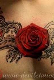 Chest imbali umvini rose tattoo iphethini