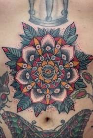 Trbušna boja trbušne boje s uzorkom cvjetnih tetovaža